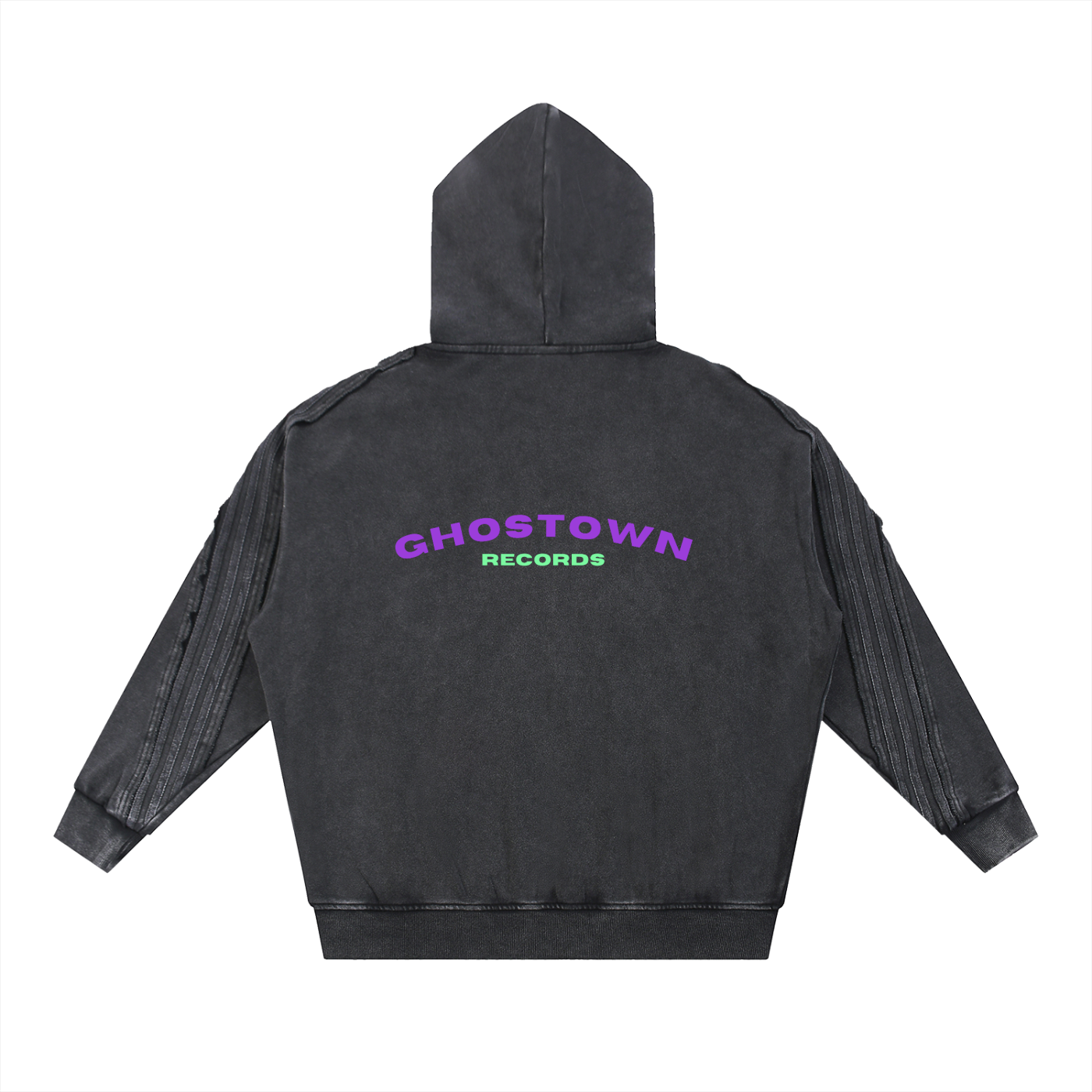 GTR Snow Washed Tape Raw Edge Zip Hoodie