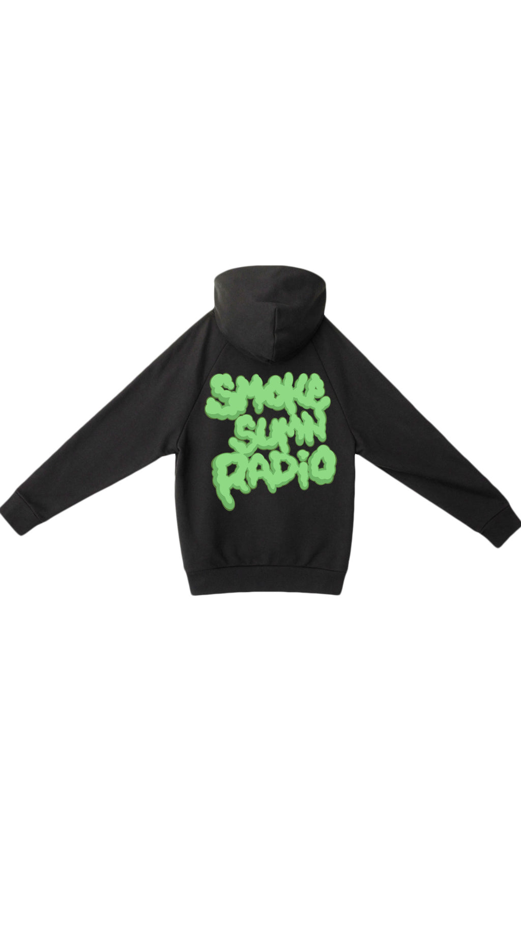 Smoke Sumn Radio (I LOVE 420.FM) Green & Black Puff Print Hoodie