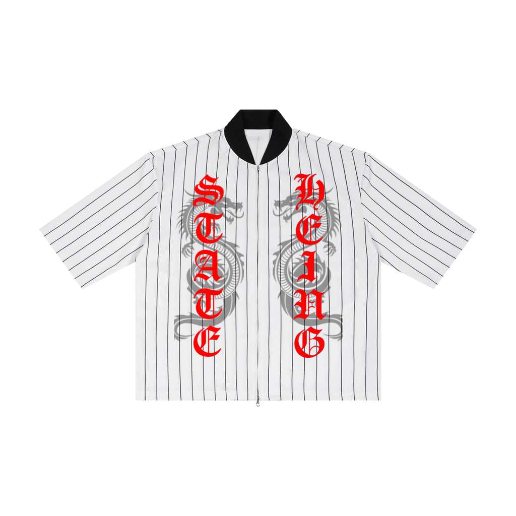 State of Being Striped Full-Zip Baseball Jersey