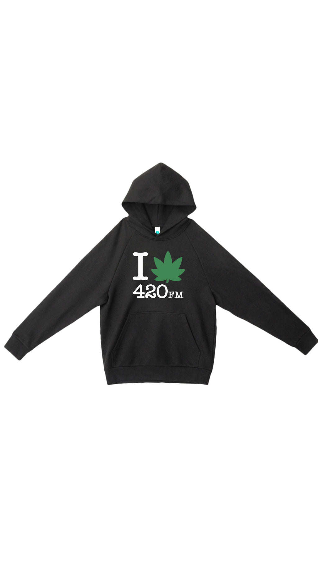 Smoke Sumn Radio (I LOVE 420.FM) Green & Black Puff Print Hoodie