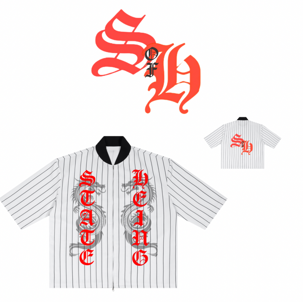 State of Being Striped Full-Zip Baseball Jersey
