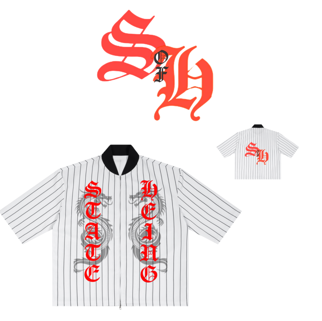 State of Being Striped Full-Zip Baseball Jersey