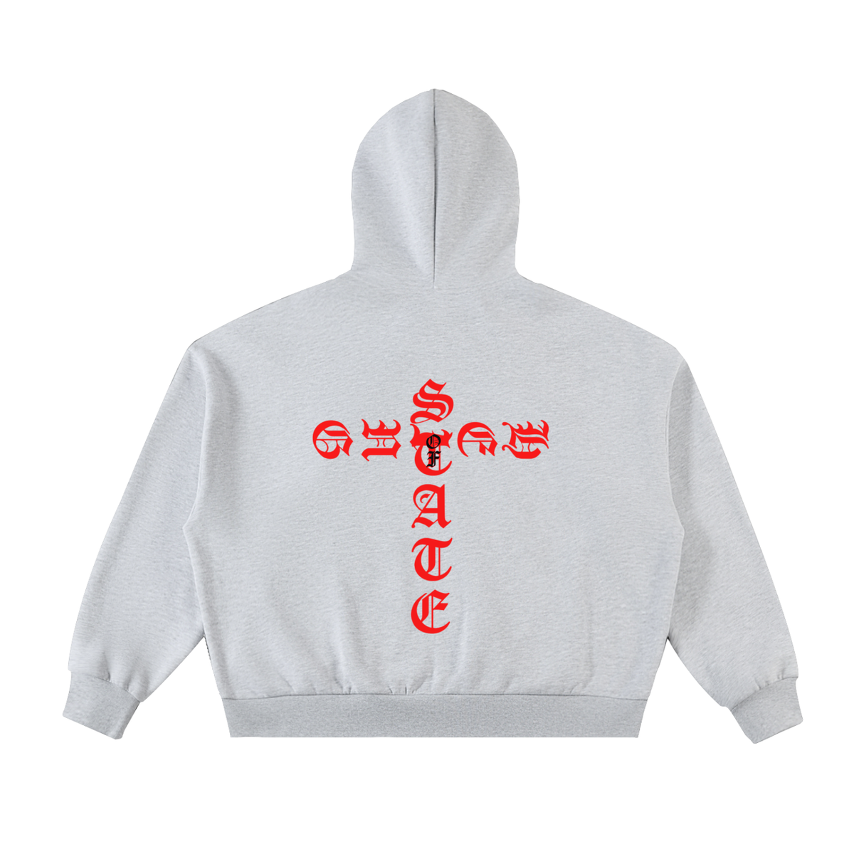 State of Being Full-Zip Boxy Hoodie (GREY & RED)