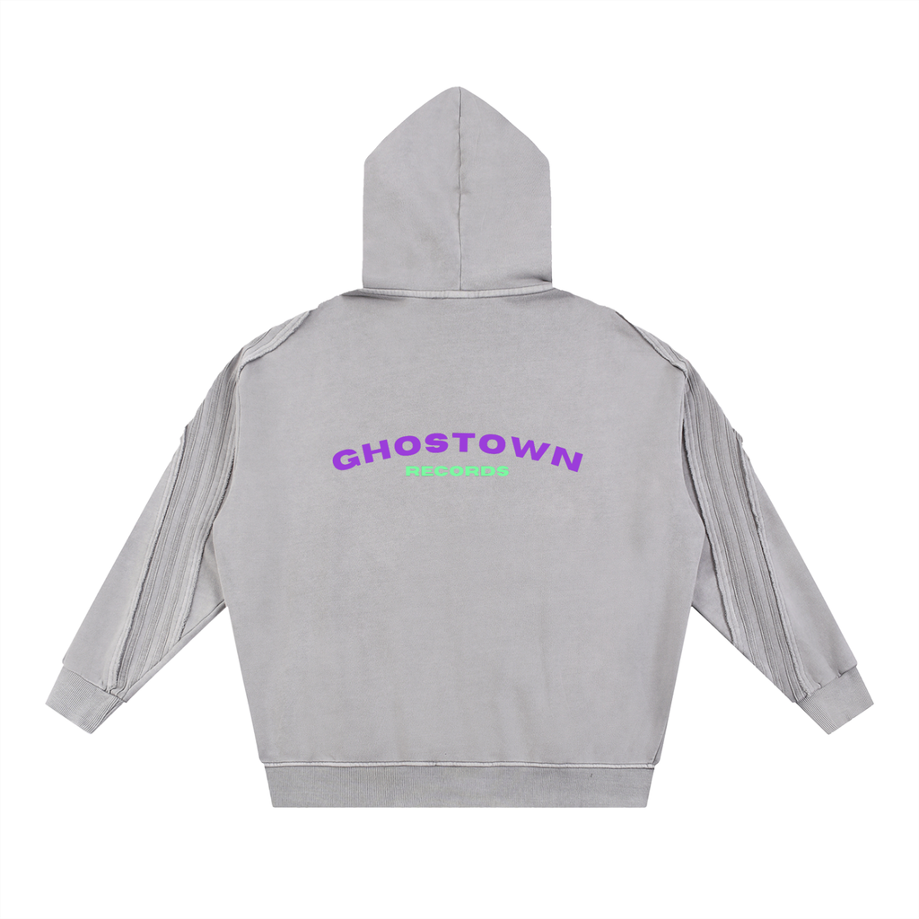 GTR Snow Washed Tape Raw Edge Zip Hoodie
