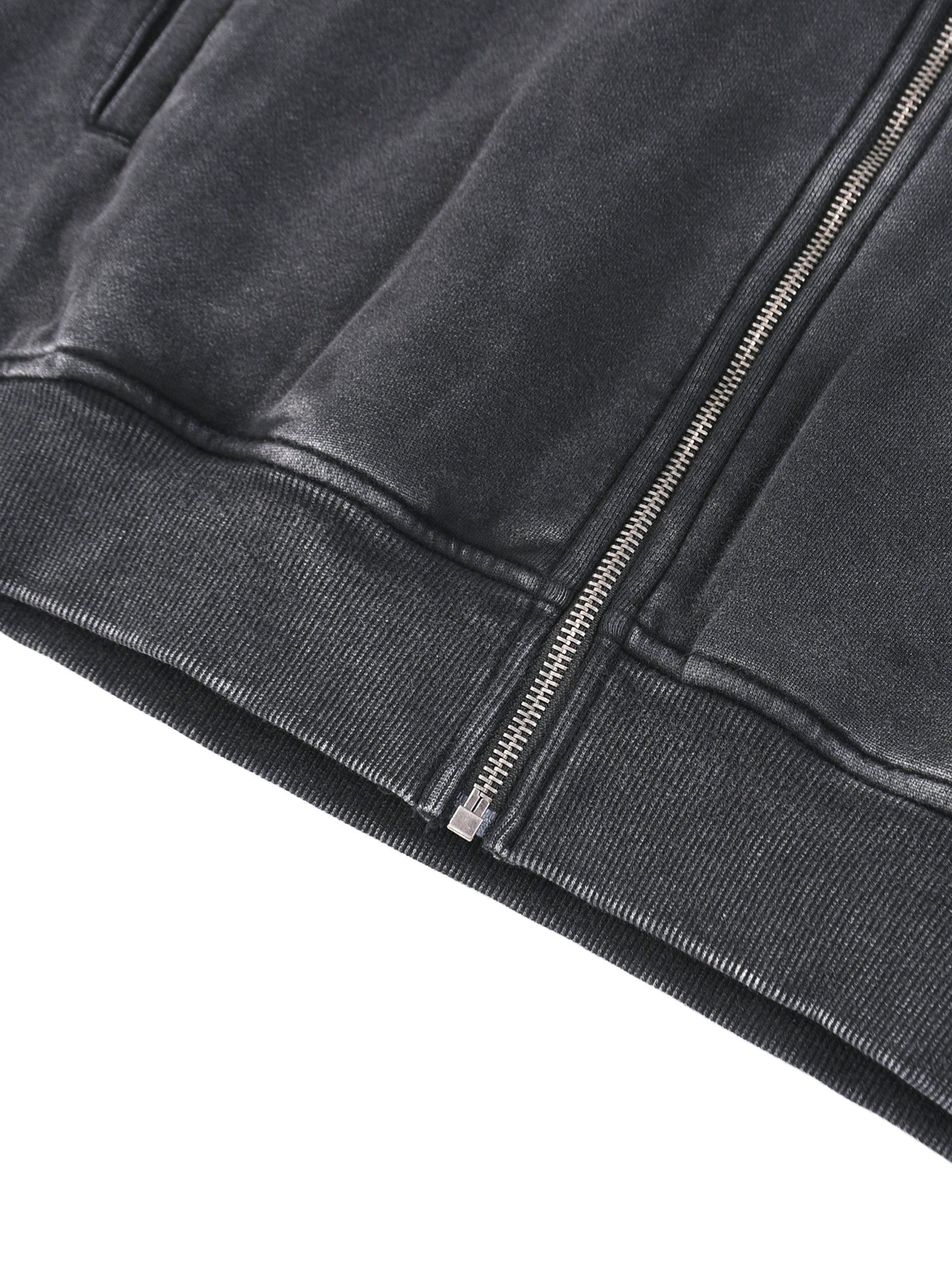 GTR Snow Washed Tape Raw Edge Zip Hoodie